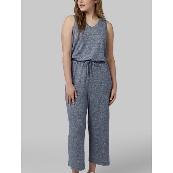 32 Degrees Pants - NWT Women's 32 DEGREES HEAT/COOL Heather Blue One Piece Romper Capri XXL 2XL